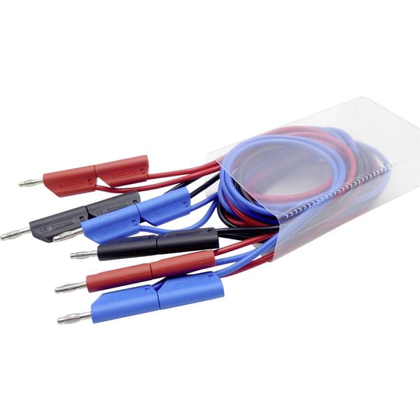 Schnepp 354 000060 Mätledning-Set Banankontakt 4 mm Banankontakt 4 mm 1.00 m Svart, Röd, Blå 1 set