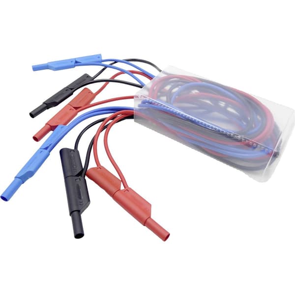 Schnepp 354 000059 Säkerhets-mätledning-Set Banankontakt 4 mm Banankontakt 4 mm 1.00 m Svart, Röd, Blå 1 set