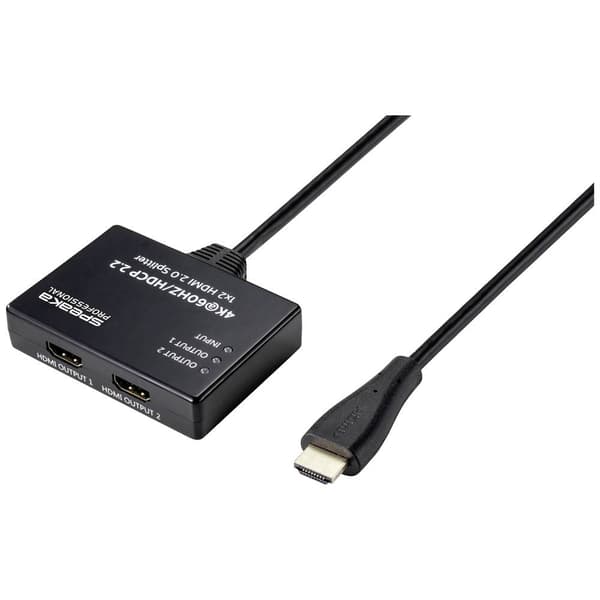 SpeaKa Professional SP-9443508 1+2 Port HDMI-Splitter Svart