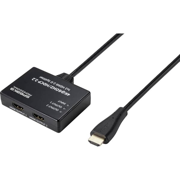 SpeaKa Professional SP-9443508 1+2 Port HDMI-Splitter Svart