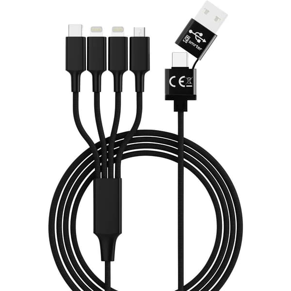 Smrter USB-laddningskabel USB-A kontakt, USB-C®-kontakt, Apple Lightning kontakt , Apple Lightning kontakt , USB-Micro-