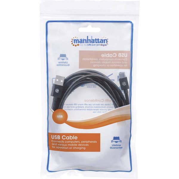 Manhattan USB-kabel USB 2.0 USB-A kontakt, USB-C®-kontakt 2.00 m Svart 354929