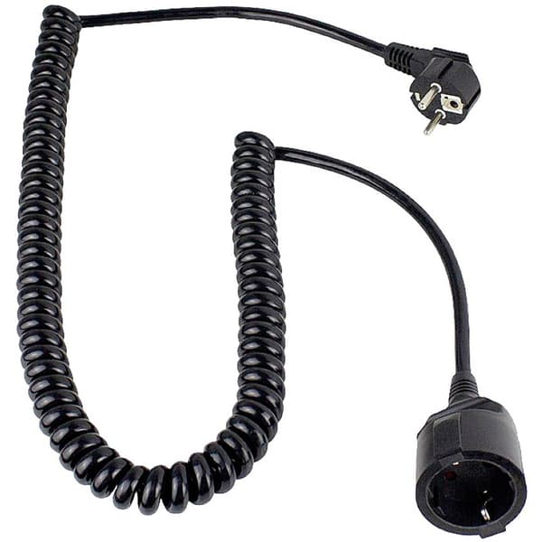 AS Schwabe 70425 Ström Förlängningskabel Svart 4 m H05VV-F 3G 1,5 mm² Spiralkabel