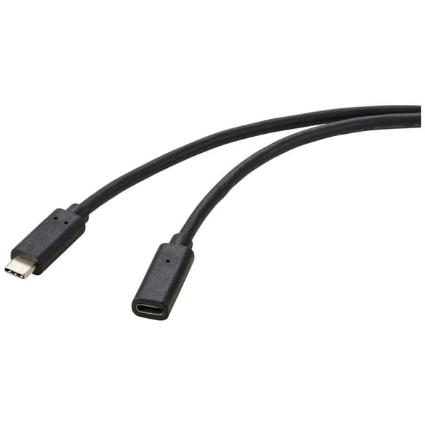 Renkforce USB-kabel USB 3.2 Gen2 (USB 3.1 Gen2) USB-C®-kontakt, USB-C® uttag 2.00 m Svart PVC-mantel RF-4755222