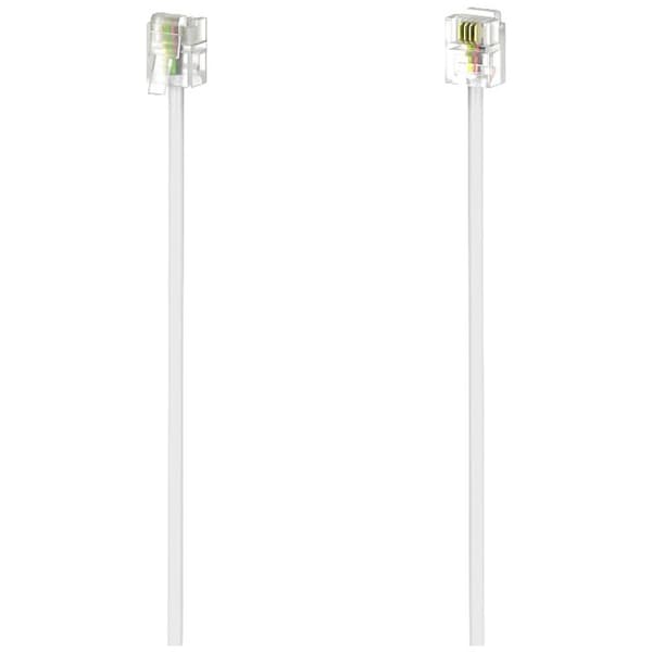Hama Telefon Anslutningskabel [1x RJ11 hane 6p4c - 1x RJ11 hane 6p4c] 10 m Vit