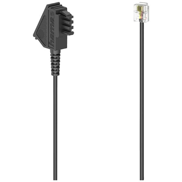 Hama Telefon Anslutningskabel [1x TAE-F-stiftdon - 1x RJ11 hane 6p4c] 1.5 m Svart