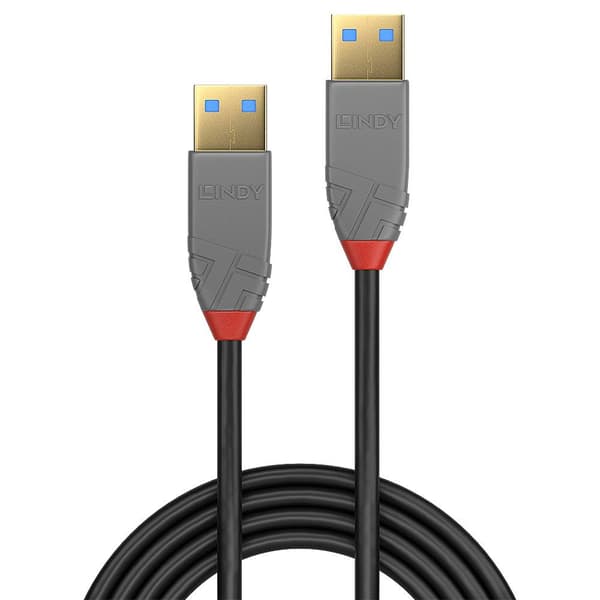 LINDY USB-kabel USB 3.2 Gen1 (USB 3.0) USB-A kontakt, USB-A kontakt 3.00 m Svart, Grå 36753