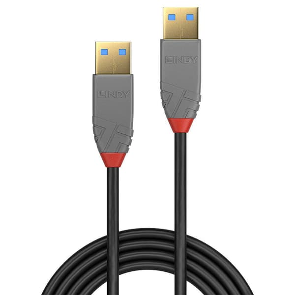 LINDY USB-kabel USB 3.2 Gen1 (USB 3.0) USB-A kontakt, USB-A kontakt 3.00 m Svart, Grå 36753