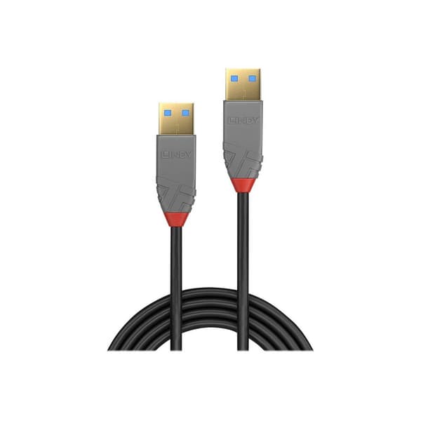 LINDY USB-kabel USB 3.2 Gen1 (USB 3.0) USB-A kontakt, USB-A kontakt 3.00 m Svart, Grå 36753