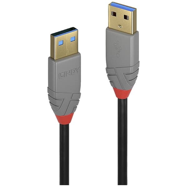 LINDY USB-kabel USB 3.2 Gen1 (USB 3.0) USB-A kontakt, USB-A kontakt 3.00 m Svart, Grå 36753