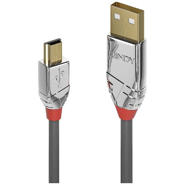 LINDY USB-kabel USB 2.0 USB-A kontakt, USB Mini-B kontakt 0.50 m Grå 36630