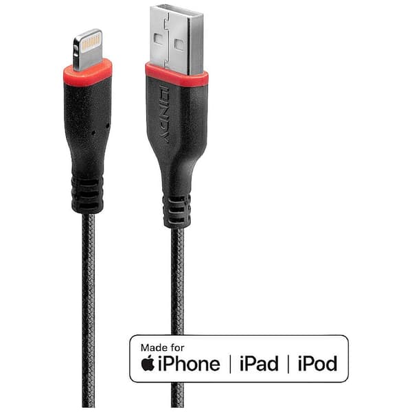 LINDY USB-kabel USB 2.0 Apple Lightning kontakt , USB-A kontakt 1.00 m Svart 31291