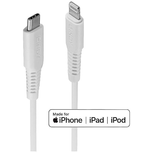 LINDY USB-kabel USB 2.0 Apple Lightning kontakt , USB-C®-kontakt 2.00 m Vit 31317