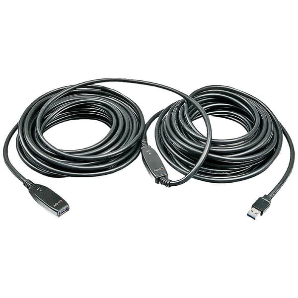 LINDY USB-kabel USB 3.2 Gen1 (USB 3.0) USB-A kontakt, USB-A uttag 15.00 m Svart 43322