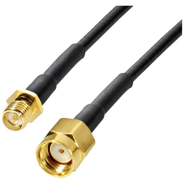 Wittenberg Antennen WiFI-antenn Förlängningskabel [1x SMA Reverse hona - 1x SMA Reverse hane] 3 m Svart