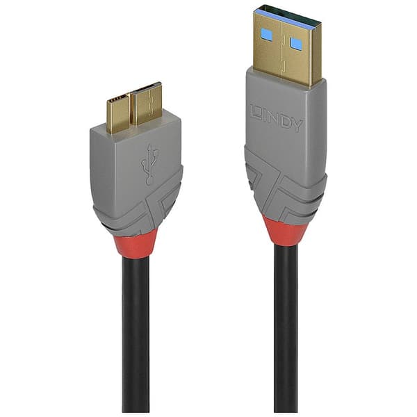 LINDY USB-kabel USB 3.2 Gen1 (USB 3.0) USB-A kontakt, USB-Micro-B 3.0-kontakt 0.50 m Svart 36765