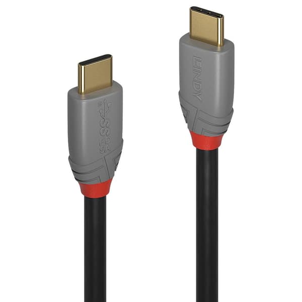 LINDY USB-kabel USB 3.2 Gen2x2 USB-C®-kontakt, USB-C®-kontakt 1.00 m Svart, Grå 36901