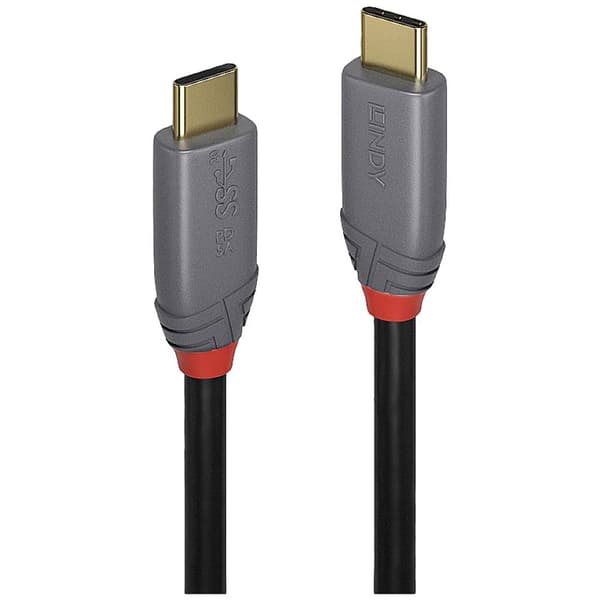 LINDY USB-kabel USB 3.2 Gen2x2 USB-C®-kontakt, USB-C®-kontakt 1.00 m Svart, Grå 36901