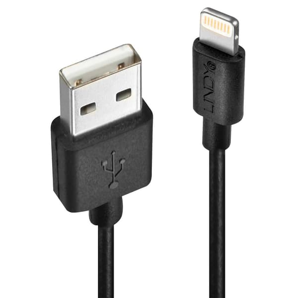 LINDY USB-kabel USB 2.0 Apple Lightning kontakt , USB-A kontakt 2.00 m Svart 31321