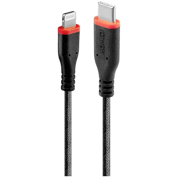 LINDY USB-kabel USB 2.0 Apple Lightning kontakt , USB-C®-kontakt 0.50 m Svart 31285
