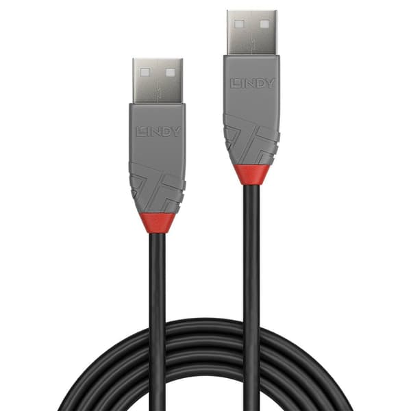 LINDY USB-kabel USB 2.0 USB-A kontakt, USB-A kontakt 2.00 m Svart, Grå 36693
