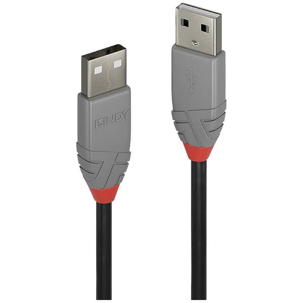 LINDY USB-kabel USB 2.0 USB-A kontakt, USB-A kontakt 2.00 m Svart, Grå 36693
