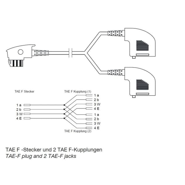 Shiverpeaks Telefon Adapter [1x TAE-F-stiftdon - 2x TAE-F-koppling] 0.2 m Svart