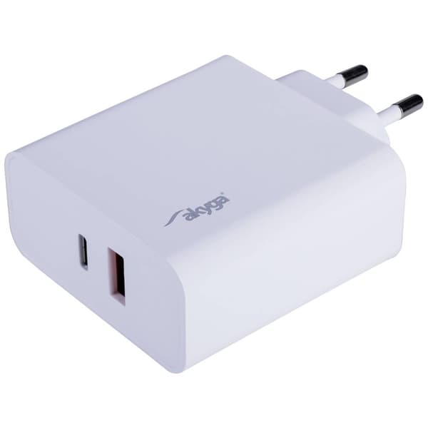 Akyga AK-CH-15 USB-laddare 65 W 1x USB-A, 1x USB-C® Power Delivery Vit