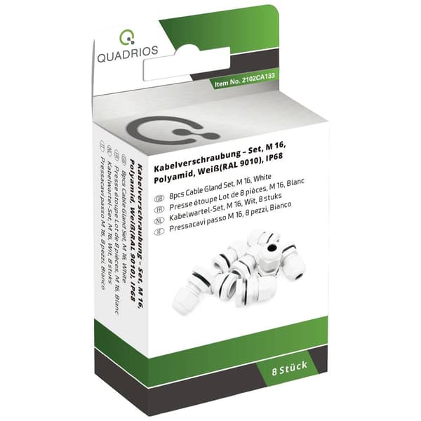 Quadrios 2102CA133 2102CA133 Kabelförskruvning sortiment M16 PA66 Vit 1 set
