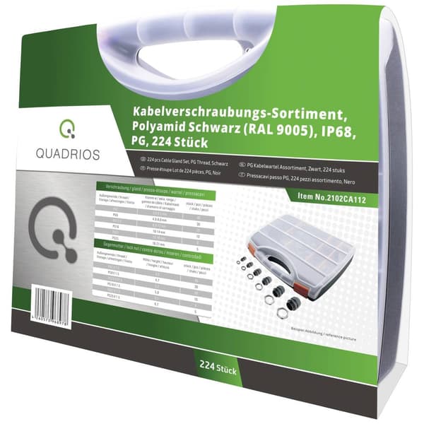Quadrios 2102CA112 2102CA112 Kabelförskruvning sortiment PA66 Svart (RAL 9005) 1 set