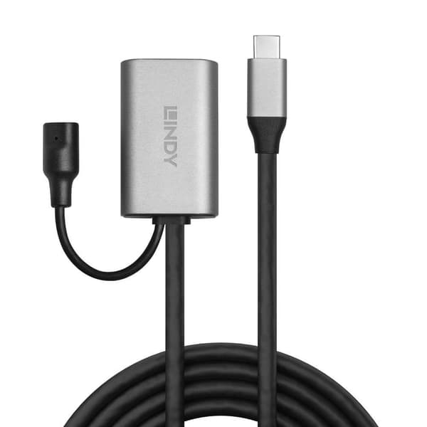 LINDY USB-kabel USB 3.2 Gen1 (USB 3.0) USB-C®-kontakt, USB-C® uttag 5.00 m Svart 43271