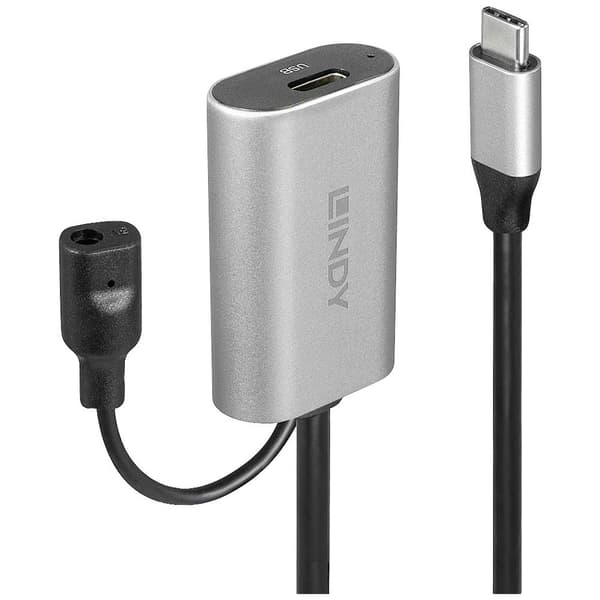 LINDY USB-kabel USB 3.2 Gen1 (USB 3.0) USB-C®-kontakt, USB-C® uttag 5.00 m Svart 43271