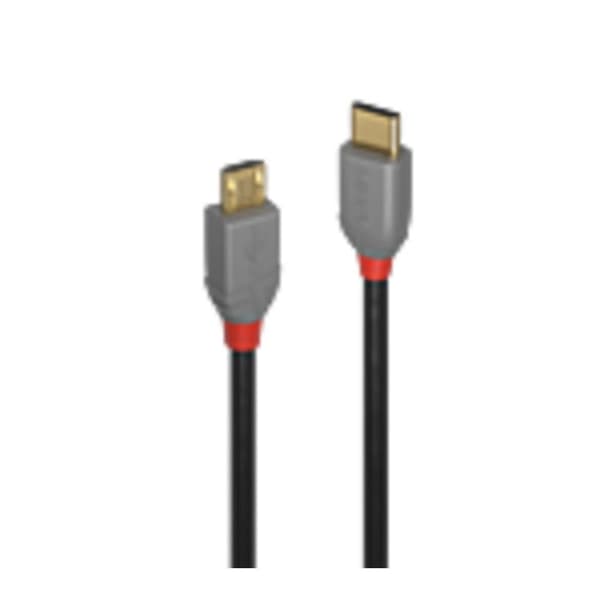 LINDY USB-kabel USB 2.0 USB-C®-kontakt, USB-Micro-B-kontakt 1.00 m Svart, Grå 36891