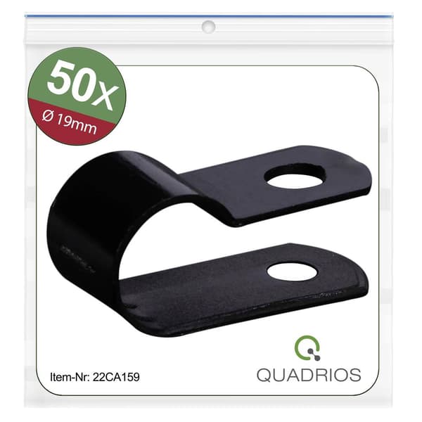 Quadrios 22CA159 Fästklämma skruv 22CA159 Bunt Ø-område 19 mm (max) Svart 1 set