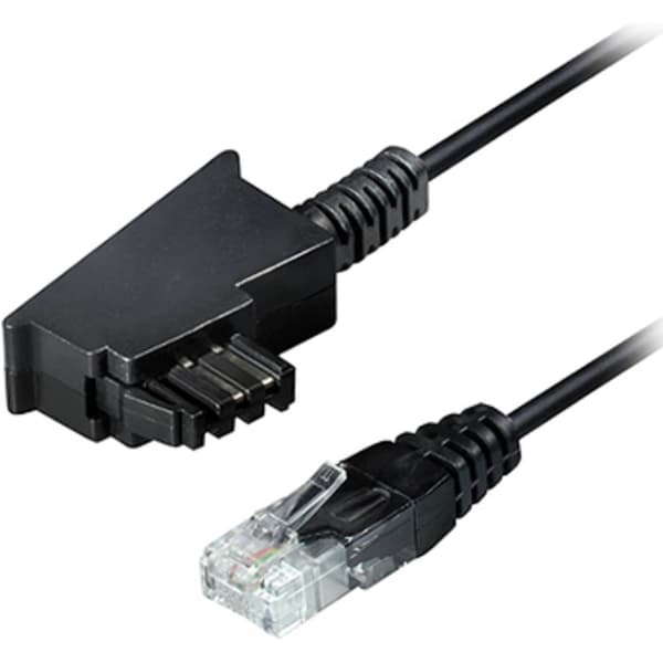 Maxtrack Telefon Anslutningskabel [1x TAE-F-stiftdon - 1x LAN (10/100 Mb/s)] 10 m Svart