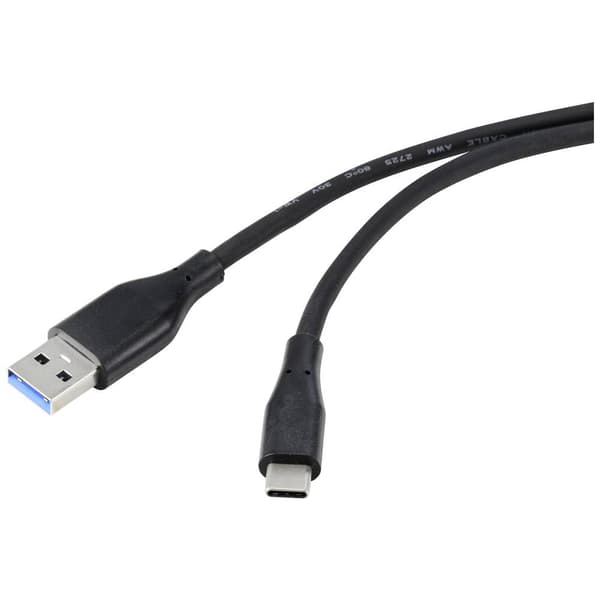 Renkforce USB-kabel USB 3.2 Gen1 (USB 3.0) USB-A kontakt, USB-C®-kontakt 2.00 m Svart PVC-mantel, Högflexibel RF-499517