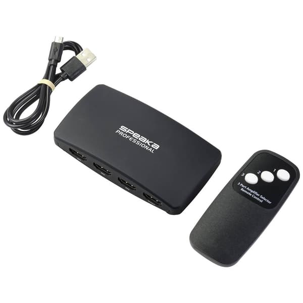SpeaKa Professional SP-HDS-200 3 Port HDMI-Switch med fjärrkontroll 7680 x 4320 pixel