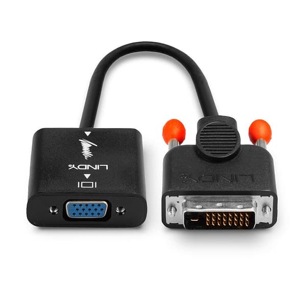 Lindy - DVI-adapter - DVI-D (M) - HD-15 (W) - 20 cm - Svart (38189)