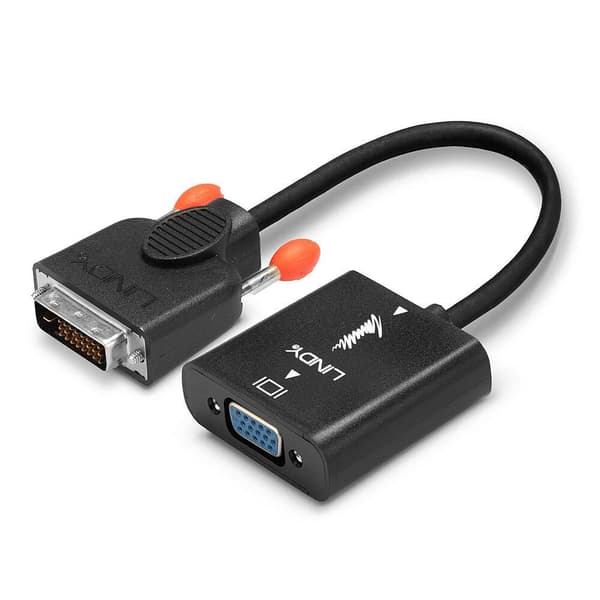 Lindy - DVI-adapter - DVI-D (M) - HD-15 (W) - 20 cm - Svart (38189)