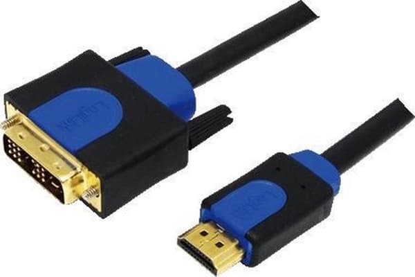 LogiLink DVI / HDMI Adapterkabel DVI-D 18+1-pin stik, HDMI-A stik 2,00 m Sort CHB3102 Forgyldte stikkontakter, påskruet DVI kabel