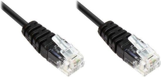 ISDN-anslutningskabel, 2x RJ11-kontakt, 4-ledare, rund, svart, 1,5m, Good Connections® (TAA-R015)