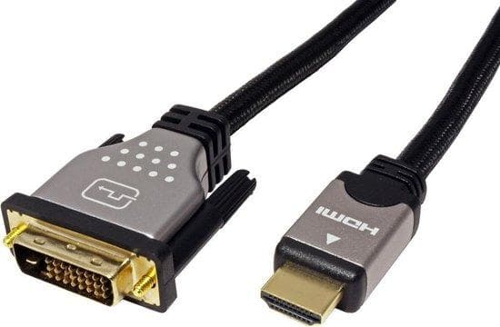 ROLINE - videokabel - dual link - HDMI / DVI - DVI-D (M) til HDMI (M) - 2 m - skærmet - sort/sølv - 4K-understøttelse (11.04.5871)