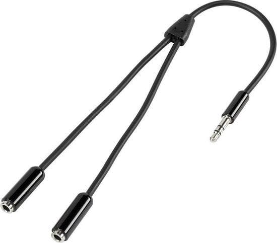 SpeaKa Professional SP-7870032 Jack lydforbindelseskabel [1x jackstik 3,5 mm - 2x jackstik 3,5 mm] 20,00 cm Sort SuperSoft belægning (SP-7870032)