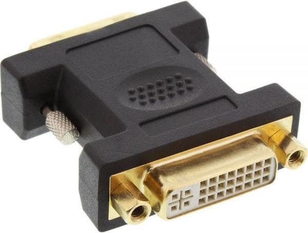 InLine DVI-D Dual Link (m) - DVI-I Dual Link (f) Sovitin - Kullattu / Musta
