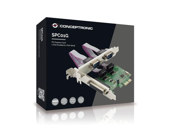 Conceptronic SPC01G - Adapter parallell/seriell - PCIe - RS-232 x 2 + parallell x 1