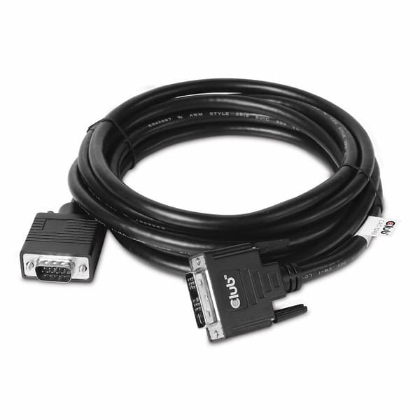 CLUB3D DVI-A-VGA-KAAPELI M/M 3m/9,8ft 28 AWG DVI-D Musta