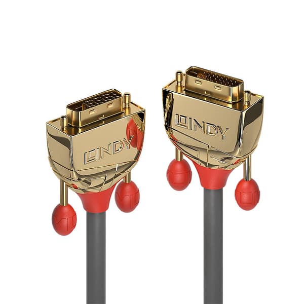 Lindy Gold - DVI-kabel - Dual Link - DVI-D (M) til DVI-D (M) - 50 cm - Fingerskruer - Grå (36200)