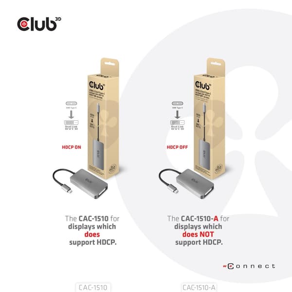 Club 3D - USB/DVI-kabel - dual link - USB-C (M) til DVI-D (W) - USB 3.2 Gen 1 - 24,5 m - tommelfingerklemmer, 4K-understøttelse