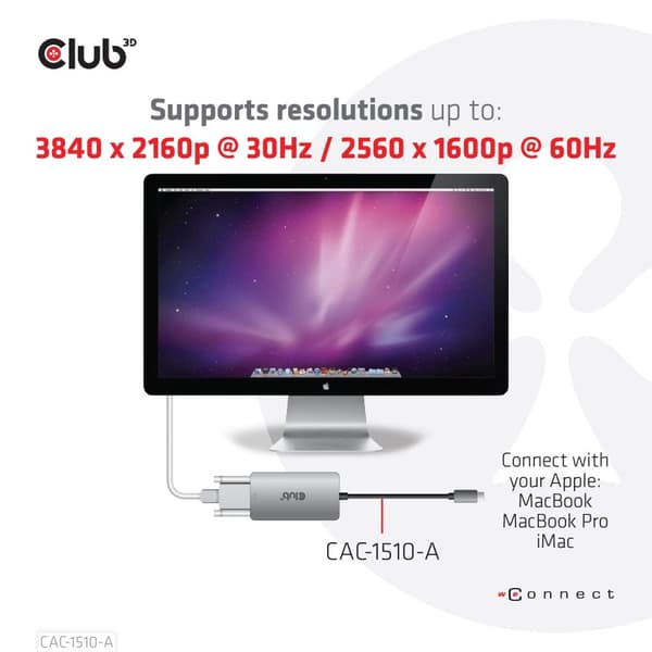Club 3D - USB/DVI-kabel - dual link - USB-C (M) til DVI-D (W) - USB 3.2 Gen 1 - 24,5 m - tommelfingerklemmer, 4K-understøttelse