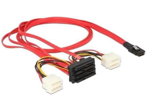 DeLOCK Mini-SAS SFF-8087 > 4x SAS SFF-8482 + 4x Molex - 1 meter